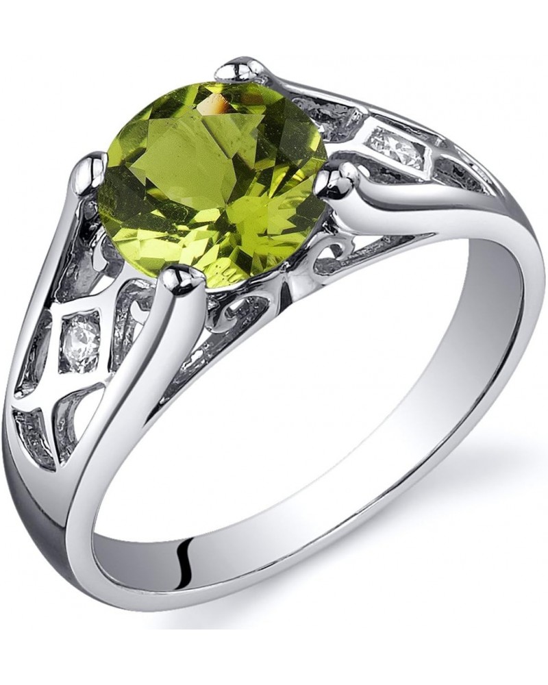 Genuine Peridot Ring for Women 925 Sterling Silver, 1.25 Carats Round Shape, Cathedral Style Solitaire, Sizes 5 to 9 $24.08 R...