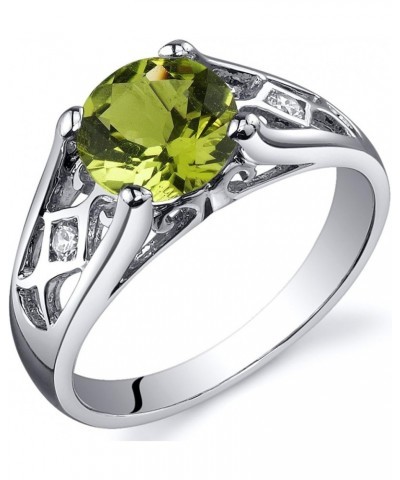 Genuine Peridot Ring for Women 925 Sterling Silver, 1.25 Carats Round Shape, Cathedral Style Solitaire, Sizes 5 to 9 $24.08 R...