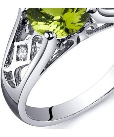 Genuine Peridot Ring for Women 925 Sterling Silver, 1.25 Carats Round Shape, Cathedral Style Solitaire, Sizes 5 to 9 $24.08 R...