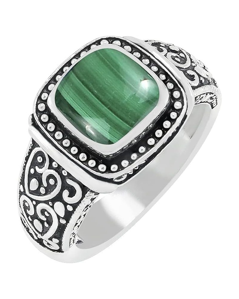 2.05Cts Southwestern Style Cushion Natural Gemstone Silver Plated Statement Ring For Women, Jewelry Gift for her mom wife Mal...