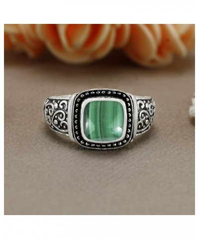 2.05Cts Southwestern Style Cushion Natural Gemstone Silver Plated Statement Ring For Women, Jewelry Gift for her mom wife Mal...