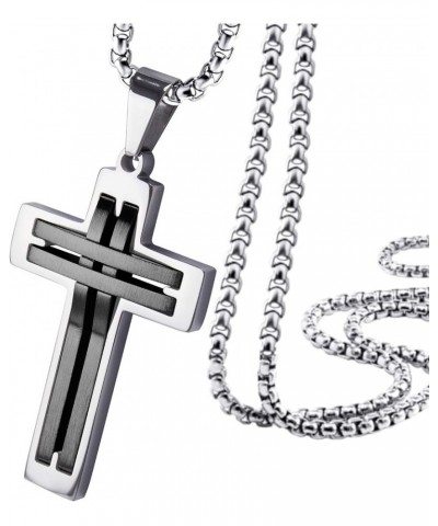 Stainless Steel Cross Necklace Pendant for Men and Women 16-24" Chain Silver & Black 22.0 Inches $11.96 Necklaces