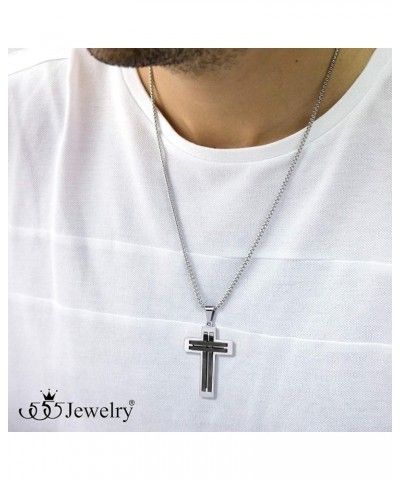 Stainless Steel Cross Necklace Pendant for Men and Women 16-24" Chain Silver & Black 22.0 Inches $11.96 Necklaces