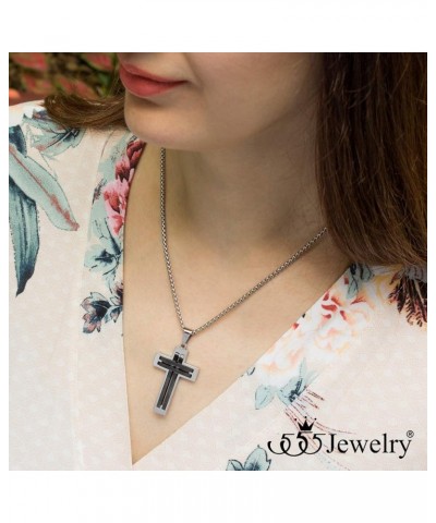 Stainless Steel Cross Necklace Pendant for Men and Women 16-24" Chain Silver & Black 22.0 Inches $11.96 Necklaces