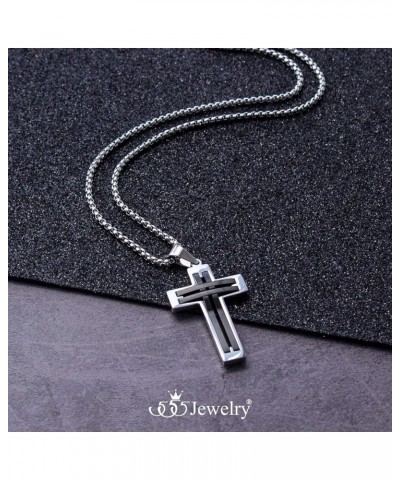 Stainless Steel Cross Necklace Pendant for Men and Women 16-24" Chain Silver & Black 22.0 Inches $11.96 Necklaces