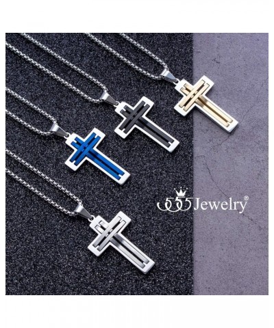 Stainless Steel Cross Necklace Pendant for Men and Women 16-24" Chain Silver & Black 22.0 Inches $11.96 Necklaces