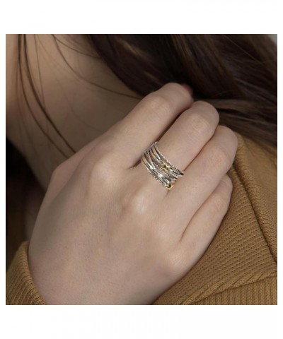 Designer Jewelry Two Tone Cable Wire Intertwined Crossover Statement Ring Chunky 11 mm Wide Band Rings for Women Gift 11 mm W...