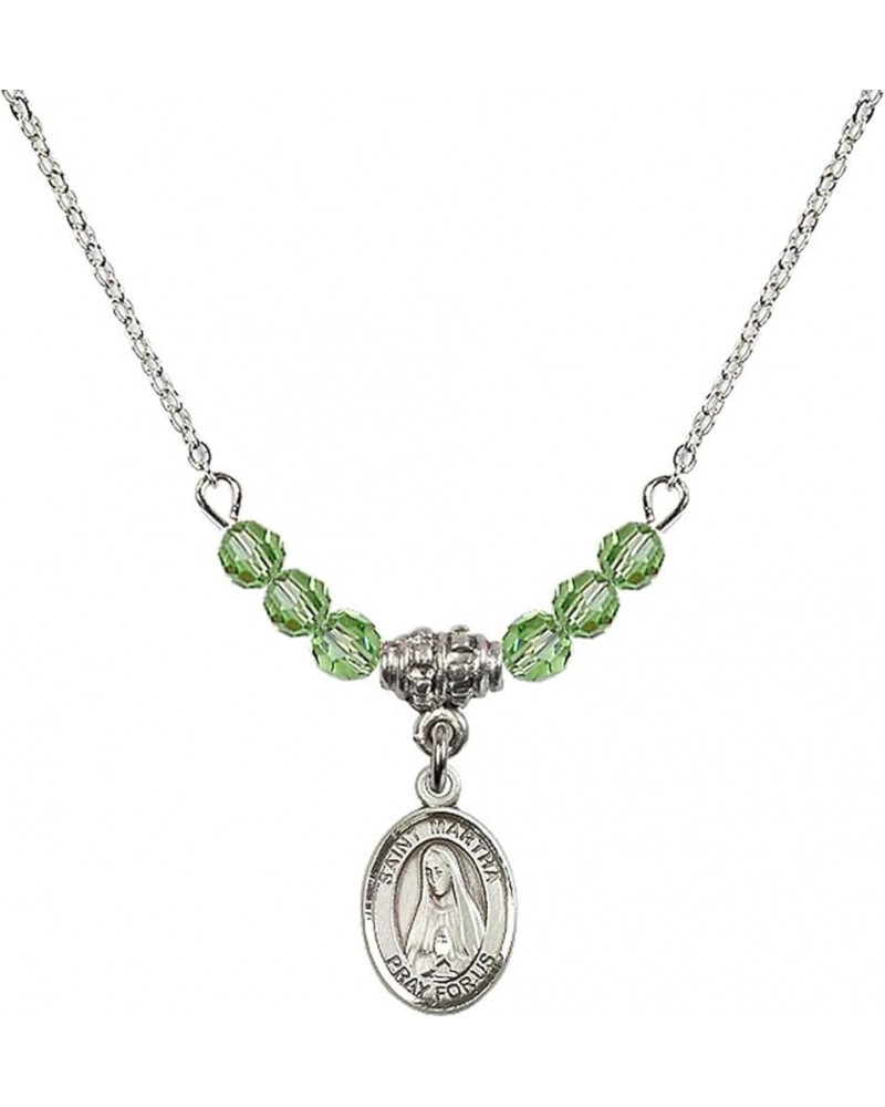 August Birth Month Bead Necklace with Catholic Patron Saint Petite Charm, 18 Inch Saint Martha $33.24 Necklaces