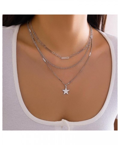 Star Charms Pendant Choker Y2K Healing Crystal Necklace Summer Jewelry with Silver Chains for Teen Girls Women One size Star8...