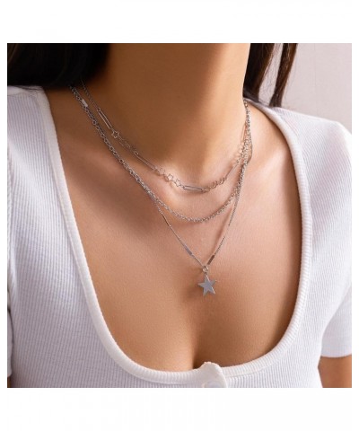 Star Charms Pendant Choker Y2K Healing Crystal Necklace Summer Jewelry with Silver Chains for Teen Girls Women One size Star8...