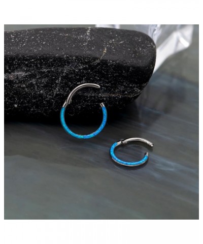 G23 Titanium 16G 20G OPAL Septum Piercing Clicker Ring, Hinged Nose Ring, Daith Earrings Conch Helix Cartilage Tragus Piercin...