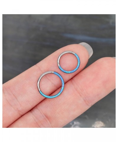 G23 Titanium 16G 20G OPAL Septum Piercing Clicker Ring, Hinged Nose Ring, Daith Earrings Conch Helix Cartilage Tragus Piercin...