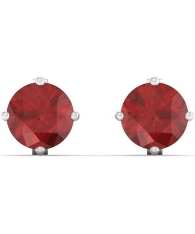 Natural and Certified Round Gemstone Solitaire Petite Earrings in 14K Solid Gold |0.61 Carat Earrings for Women Garnet Sterli...