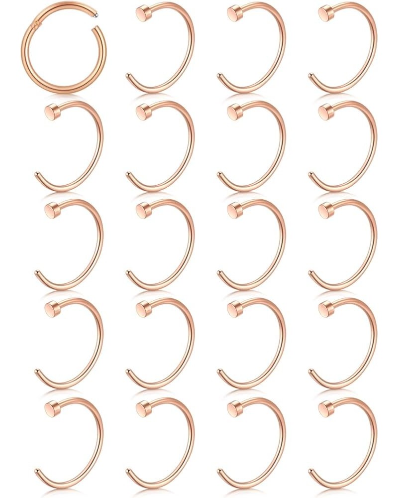 Nose Rings Hoop Hinged Clicker with C Shape for Women Girls Men Nose Piercing Hoops Septum Nostril Ring surgical steel Silver...