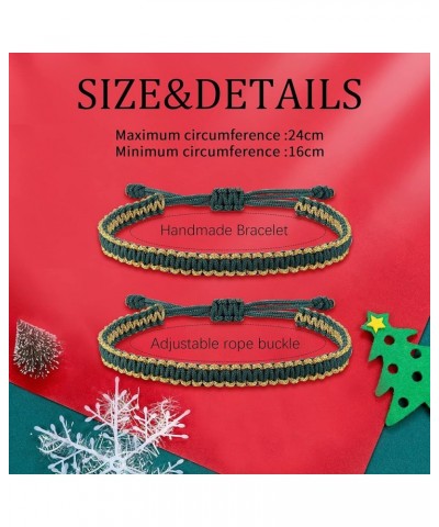 2Pcs Christmas Bracelets for Women Girls, Christmas Color Handmade Braided Rope Bracelet, Family Friends Couple Gift Bracelet...