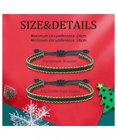 2Pcs Christmas Bracelets for Women Girls, Christmas Color Handmade Braided Rope Bracelet, Family Friends Couple Gift Bracelet...