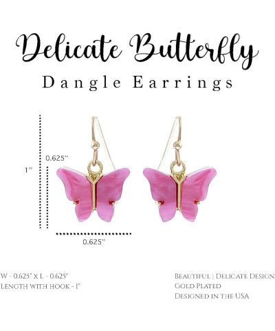 Bohemian Boho Butterfly Drop Dangle Earrings for Women – Beautiful Pastel Colors – Delicate – Dainty - Gift Box Included Rose...