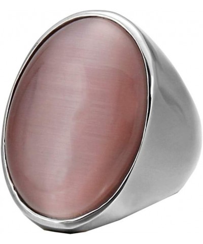 Men's Women's Stainless Steel Gemstone Ring Multi Colors Big-Silver Dark Pink $8.47 Rings