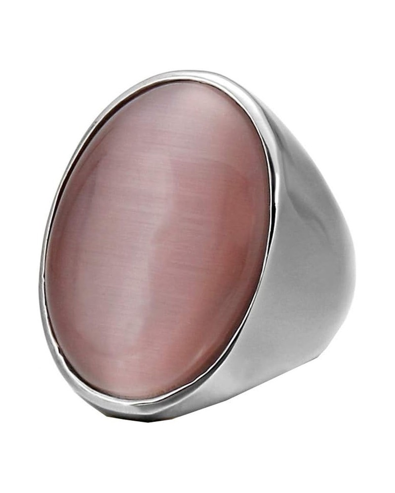 Men's Women's Stainless Steel Gemstone Ring Multi Colors Big-Silver Dark Pink $8.47 Rings