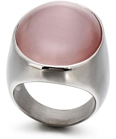 Men's Women's Stainless Steel Gemstone Ring Multi Colors Big-Silver Dark Pink $8.47 Rings