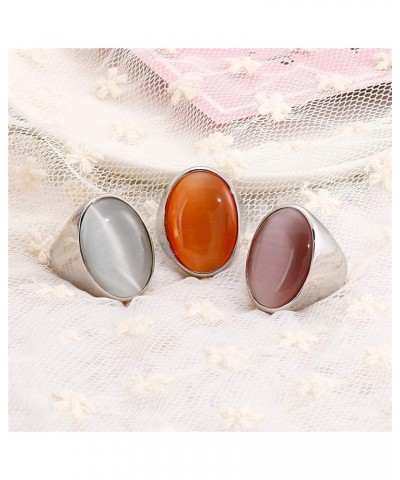 Men's Women's Stainless Steel Gemstone Ring Multi Colors Big-Silver Dark Pink $8.47 Rings