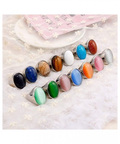 Men's Women's Stainless Steel Gemstone Ring Multi Colors Big-Silver Dark Pink $8.47 Rings