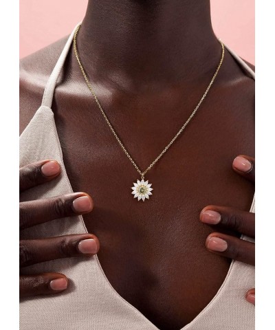 Sunflower Gifts Birthstone Necklace for Women Sterling Silver Cubic Zirconia Sunflower Necklace Birthday Gifts for Women Girl...