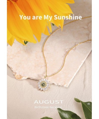 Sunflower Gifts Birthstone Necklace for Women Sterling Silver Cubic Zirconia Sunflower Necklace Birthday Gifts for Women Girl...