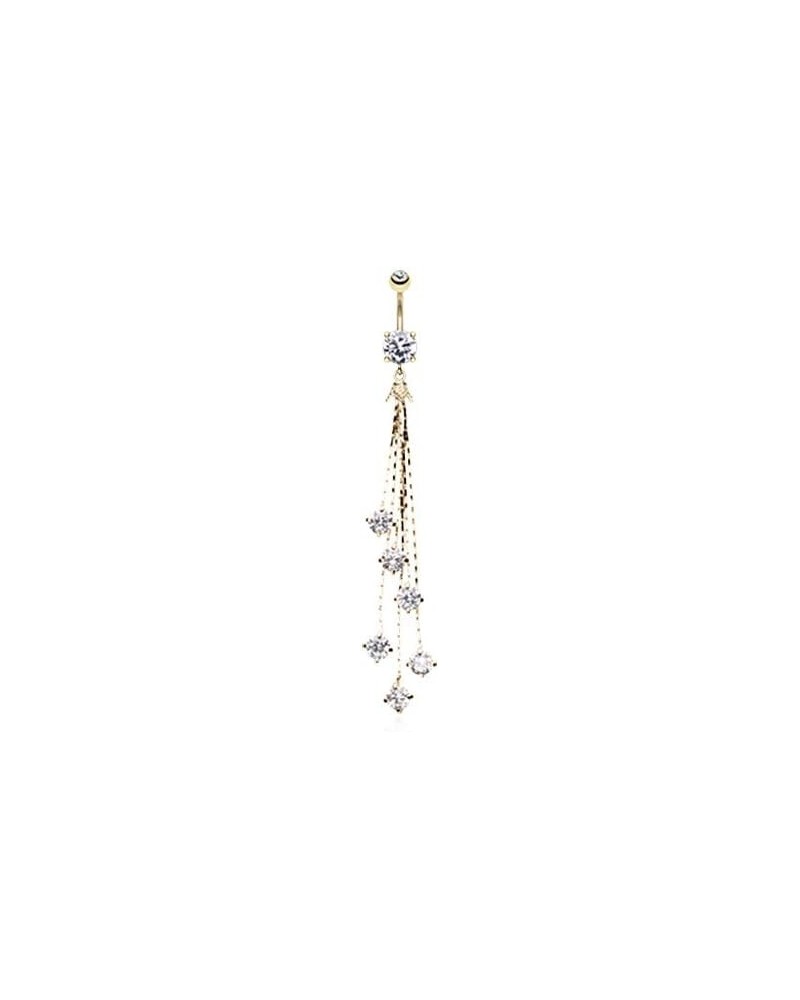 Golden Lustre Drop Sparkle Belly Button Ring $11.44 Body Jewelry