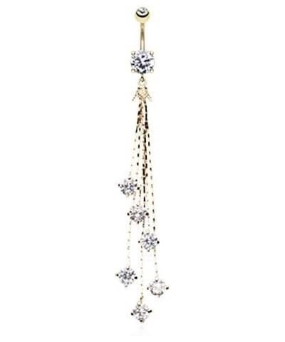 Golden Lustre Drop Sparkle Belly Button Ring $11.44 Body Jewelry