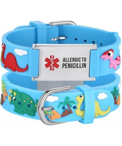 Medical Alert Bracelets for Women kids Cute Cartoon Emergency ID bracelets Thoughtful Gift to boy and girls Blue allergy to p...