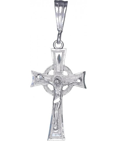 Sterling Silver Celtic Cross with Jesus Pendant Necklace with Diamond Cuts Without Chain $25.30 Necklaces