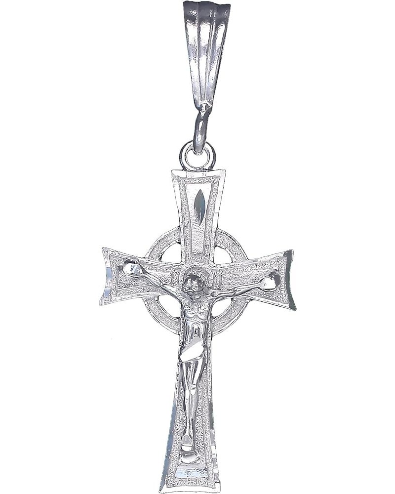 Sterling Silver Celtic Cross with Jesus Pendant Necklace with Diamond Cuts Without Chain $25.30 Necklaces