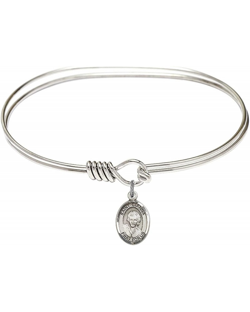 Oval Eye Hook Bangle Bracelet w/St. Gianna Beretta Molla in Sterling Silver 7.0 Inches $37.39 Bracelets