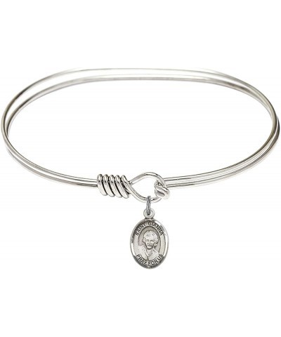 Oval Eye Hook Bangle Bracelet w/St. Gianna Beretta Molla in Sterling Silver 7.0 Inches $37.39 Bracelets