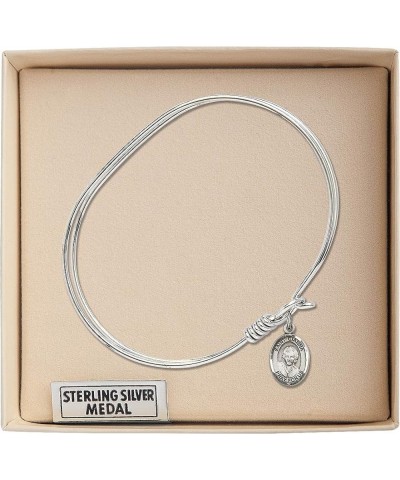 Oval Eye Hook Bangle Bracelet w/St. Gianna Beretta Molla in Sterling Silver 7.0 Inches $37.39 Bracelets