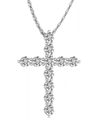 IGI Certified LAB-GROWN Cross Diamond Pendant Necklace 4 Prong Value Collection (H-I Color VS1-VS2 Clarity) 20" Gold Chain Pl...