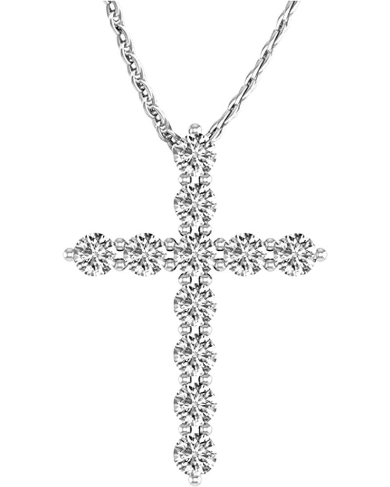 IGI Certified LAB-GROWN Cross Diamond Pendant Necklace 4 Prong Value Collection (H-I Color VS1-VS2 Clarity) 20" Gold Chain Pl...