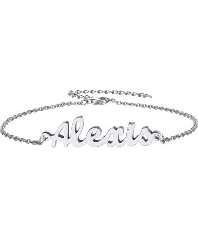 18K Gold Plated/Stailess Steel Custom Name Plated Anklet Bracelet Women Adjustable Length Fit 6.5" 7.5" 8.5" 10.5 Design 1-St...