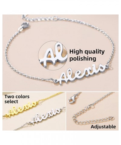 18K Gold Plated/Stailess Steel Custom Name Plated Anklet Bracelet Women Adjustable Length Fit 6.5" 7.5" 8.5" 10.5 Design 1-St...