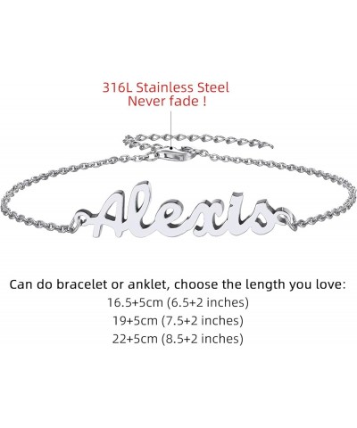 18K Gold Plated/Stailess Steel Custom Name Plated Anklet Bracelet Women Adjustable Length Fit 6.5" 7.5" 8.5" 10.5 Design 1-St...