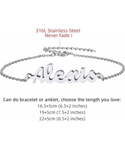 18K Gold Plated/Stailess Steel Custom Name Plated Anklet Bracelet Women Adjustable Length Fit 6.5" 7.5" 8.5" 10.5 Design 1-St...