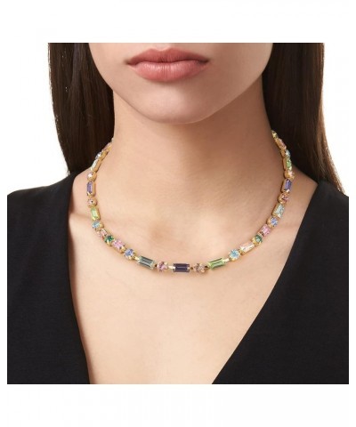 Gold Colorful Gemstone Necklace Women: Cute Sparkly Multicolor Stone Crystal Strand Wedding Chain Choker - Dainty Trendy Part...