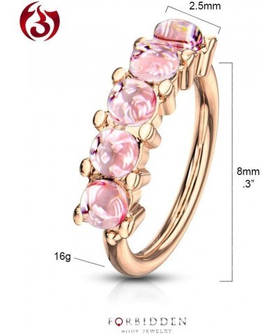 16-20g 8mm Bendable Surgical Steel Nose/Rook/Helix Hoop Lined with 5 Iridescent Faux Gemstones 16g Pink (Rose Gold) $10.63 Bo...