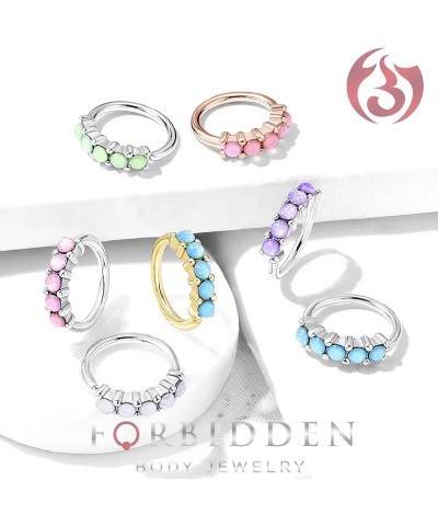 16-20g 8mm Bendable Surgical Steel Nose/Rook/Helix Hoop Lined with 5 Iridescent Faux Gemstones 16g Pink (Rose Gold) $10.63 Bo...