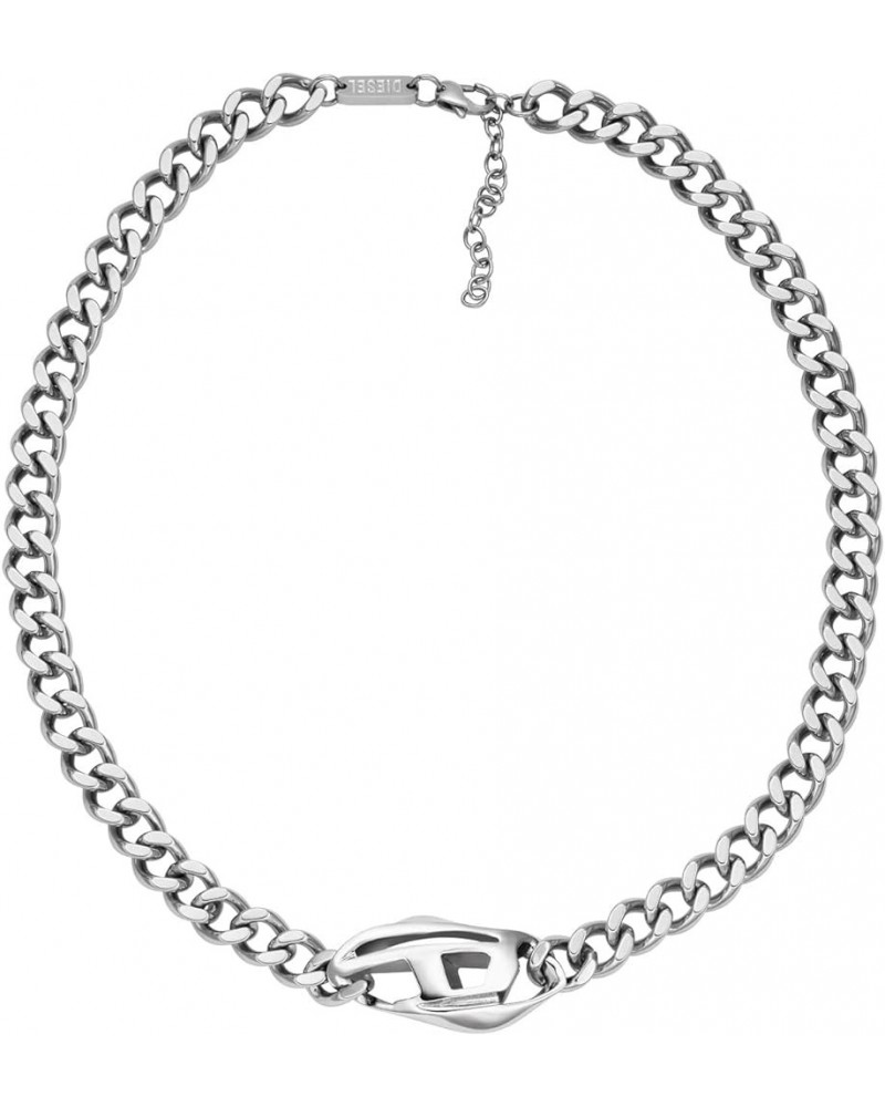 All-Gender Stainless Steel Chain Necklace Silver D-Logo $61.93 Necklaces