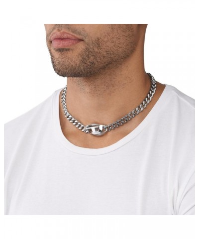 All-Gender Stainless Steel Chain Necklace Silver D-Logo $61.93 Necklaces