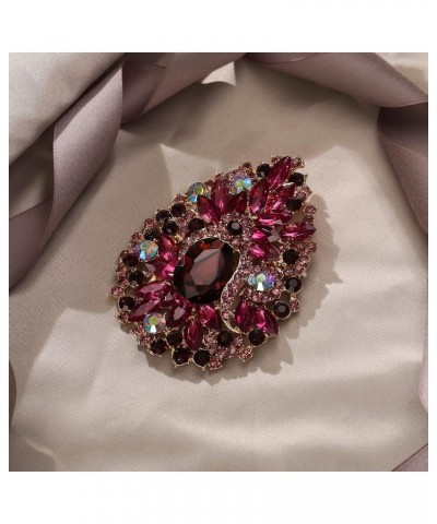 Women's Oval Rhinestone Crystal Vintage Style Flower Cluster Brooch Pin for Banquet 1_Purple Gold-Tone $10.91 Brooches & Pins