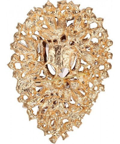 Women's Oval Rhinestone Crystal Vintage Style Flower Cluster Brooch Pin for Banquet 1_Purple Gold-Tone $10.91 Brooches & Pins