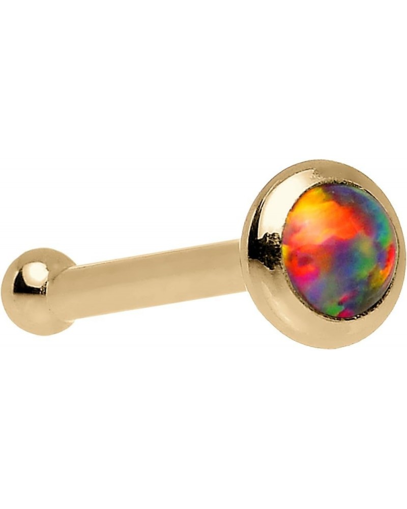 Solid 14k Yellow Gold 2mm Fire Red Synthetic Opal Nose Stud Bone 20 Gauge 1/4 $22.67 Body Jewelry